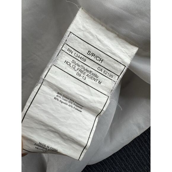 DC Shoes Free Agent Varsity Bomber Jacket Mens S Gray Navy Logo Zip-Up Skate Y2K - Picture 10 of 11